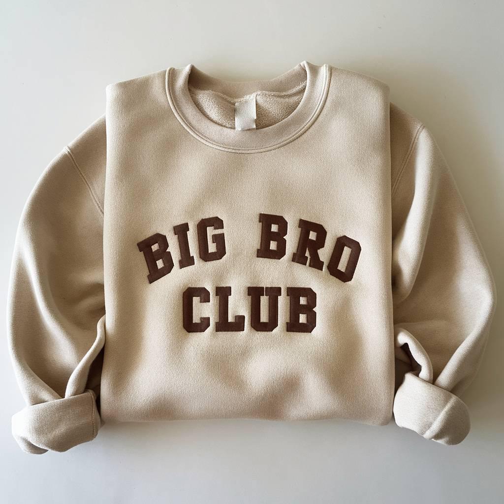 Big Bro Club Embroidered Sweatshirt, Sibling Reveal Outfit, Sibling Reveal Outfit Sweatshirt for Sibling Announcement, Gift for Baby