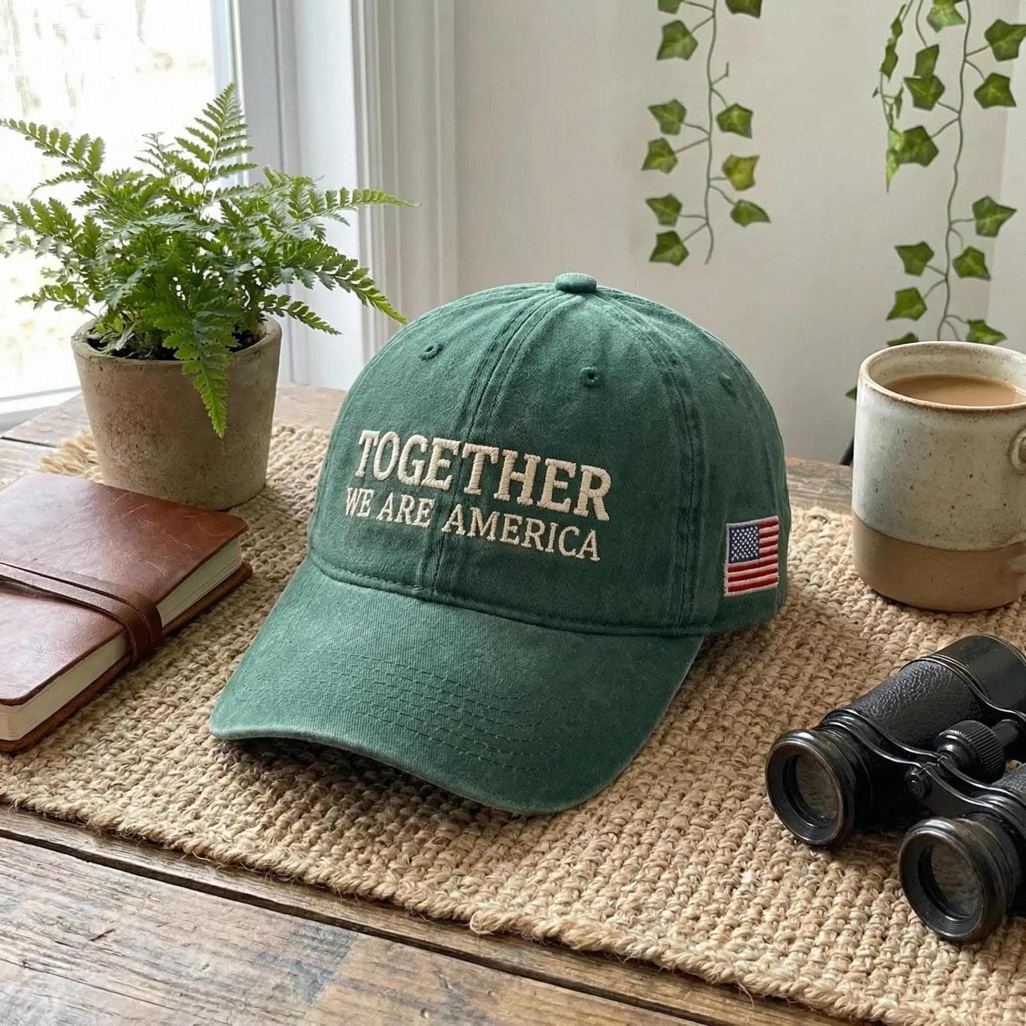 Together We Are America Embroidered Washed Hat, Unity Statement Baseball Hat, Diversity Pride Dad Hat, Inclusive Streetwear Headwear