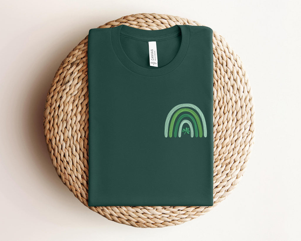 Shamrock Rainbow Embroidered Shirt, St Patricks Day Lucky T-Shirt, Shamrock Rainbow T-shirt, Embroidered Clover Sweatshirt, Lucky Sweater