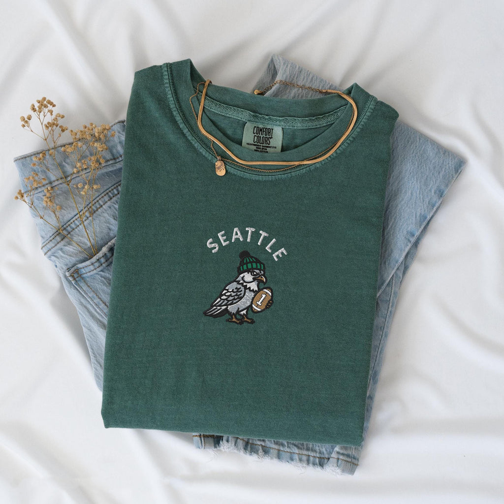 Embroidered Seattle Seahawks T-Shirt, Game Day Football Shirt, Seahawks Fan Apparel, Unisex Team Tee