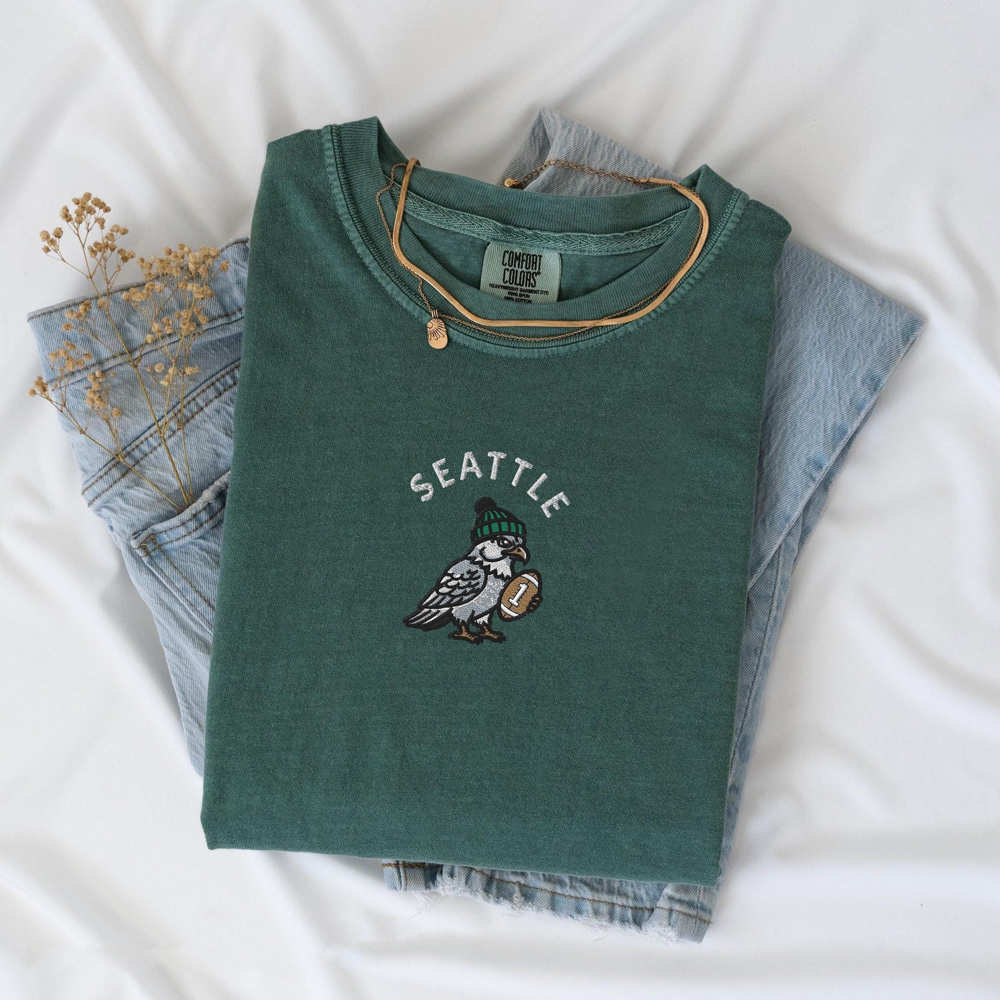 Embroidered Seattle Seahawks T-Shirt, Game Day Football Shirt, Seahawks Fan Apparel, Unisex Team Tee