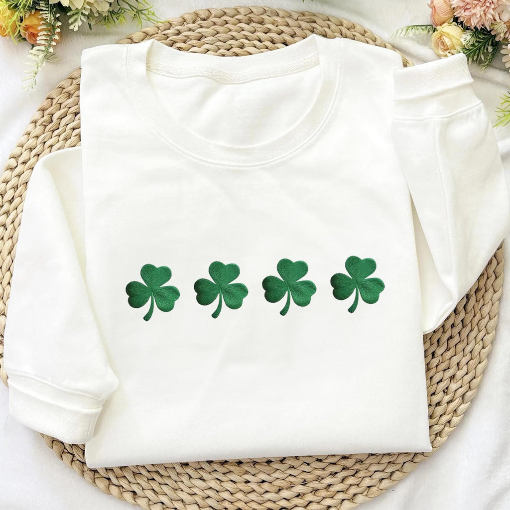 Embroidered Irish Shamrock St. Patrick’s Day Crewneck Sweatshirt – Irish Shamrock Sweatshirt, St. Patrick’s Day Hoodie