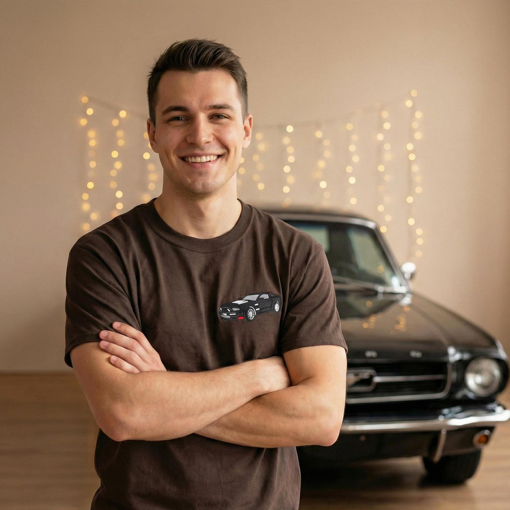 Your Car on Shirt - Custom Embroidered Car Drawing T-Shirt with Photo - Personalized Gifts For Boyfriend - Vehicle Portrait Tee
