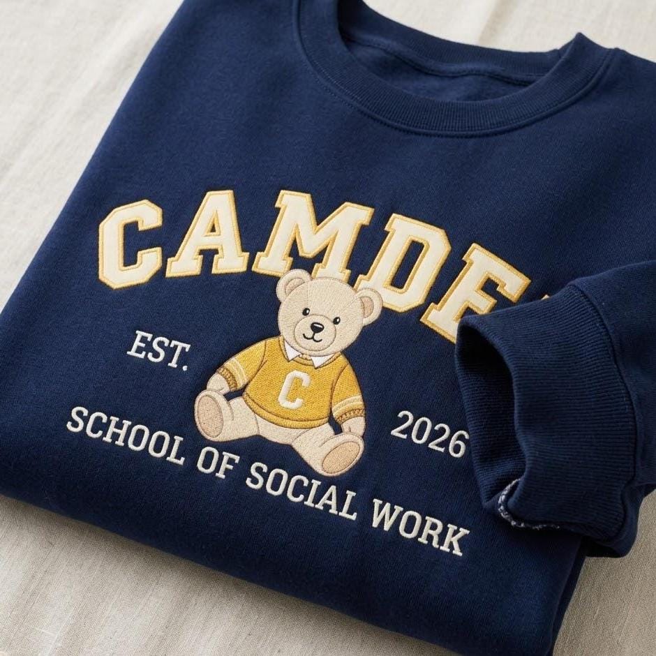 Teddy Bear Embroidered University Sweatshirt, Custom College Name Crewneck, Cute School Spirit Shirt, Team Apparel, College Student Gift