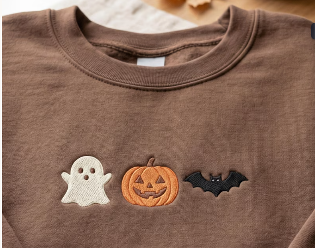Pumpkin Boo Halloween Embroidery Shirt, Minimalist Halloween Embroidery Shirt, Spooky Season Embroidery Shirt HLEM03