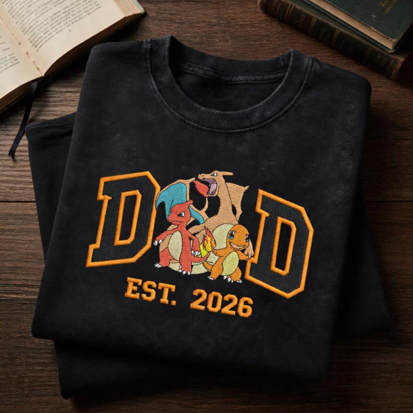 Custom Anime Dad Embroidered Washed T-Shirt, Personalized Father’s Day Gift