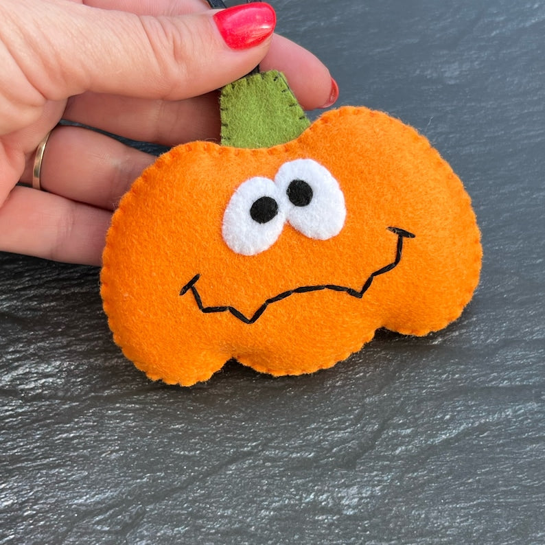 Set 4Pcs - Halloween Handmade Felt Ornament, Cute Spider Pumpkin Felt Hanging Decoration, Spooky Halloween Gift HFOR01