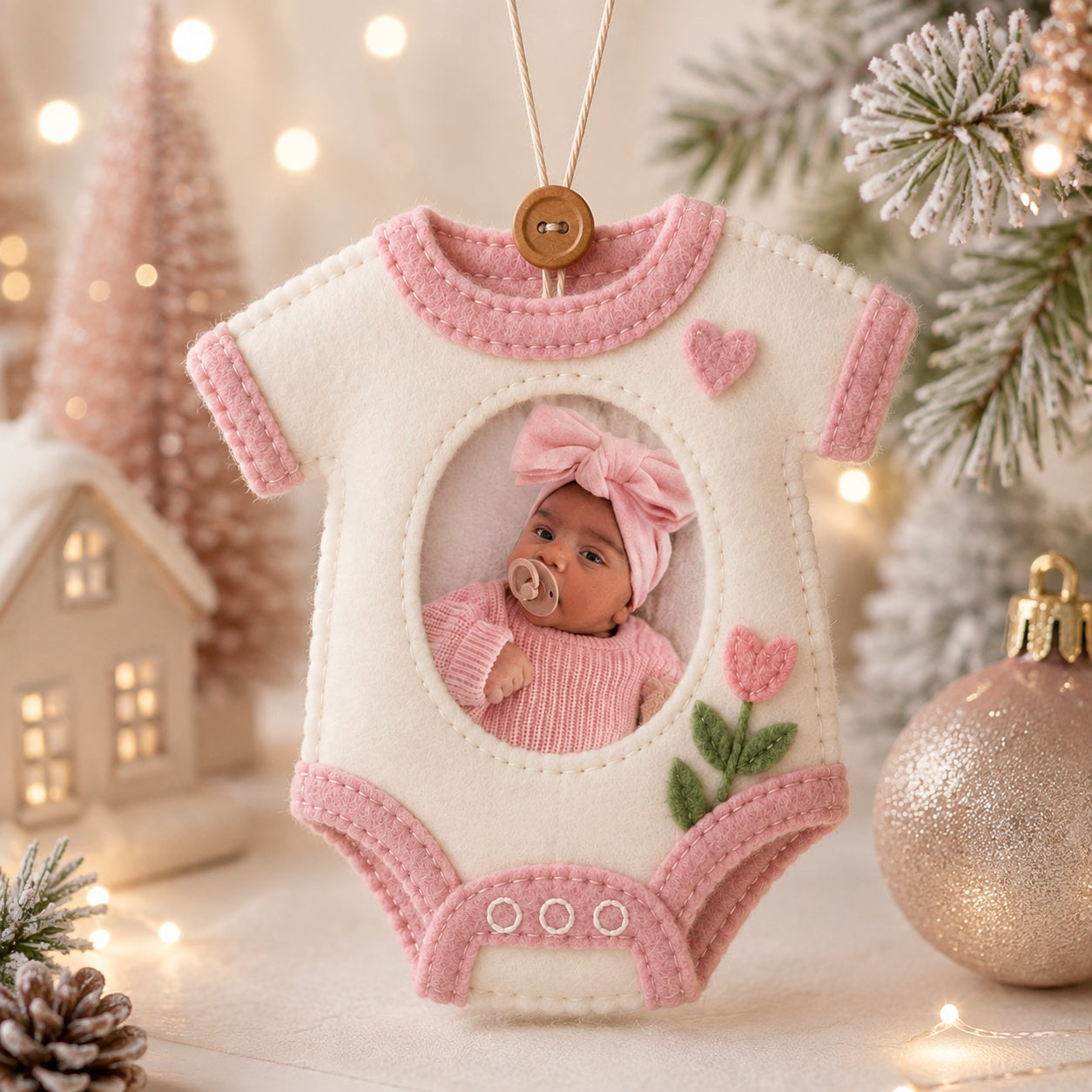 Personalized Baby Photo Felt Ornament, Kid Birthday Ornament, Photo With Ornament, Custom Name Christmas Tree Decoration, Baby’s First Christmas Keepsake, Newborn Gift NHFOR12