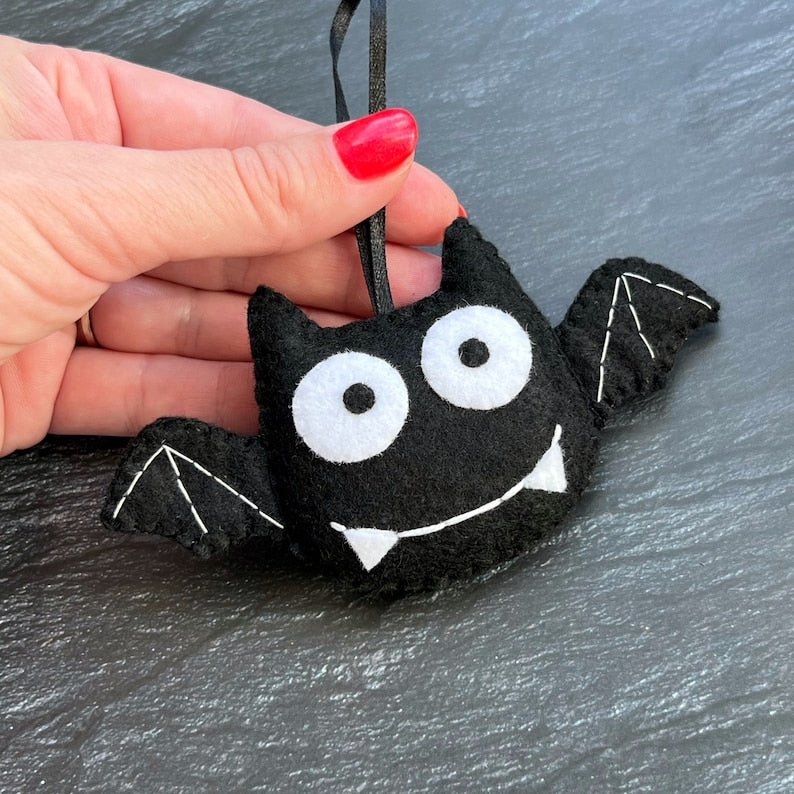 Set 4Pcs - Halloween Handmade Felt Ornament, Cute Spider Pumpkin Felt Hanging Decoration, Spooky Halloween Gift HFOR01