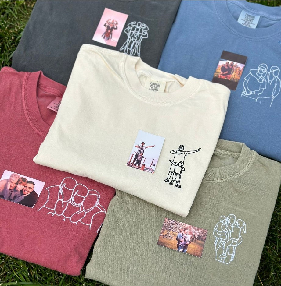 Custom Grandpa Portrait Embroidered Shirt, Grandpa Portrait Tee From Your Photo, Family Portrait Shirt, Gift for Grandpa, Father's Day Gift