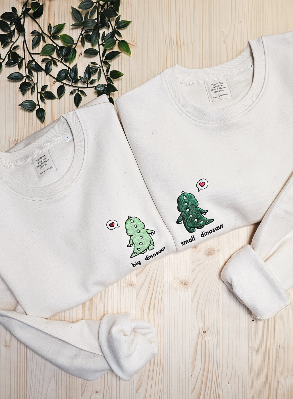 Custom Dinosaur Matching Sweatshirts For Couples, Gift For Couples, Gift For Friends, Matching Crewneck Embroidered, Custom Sweatshirts Couple Hoodie