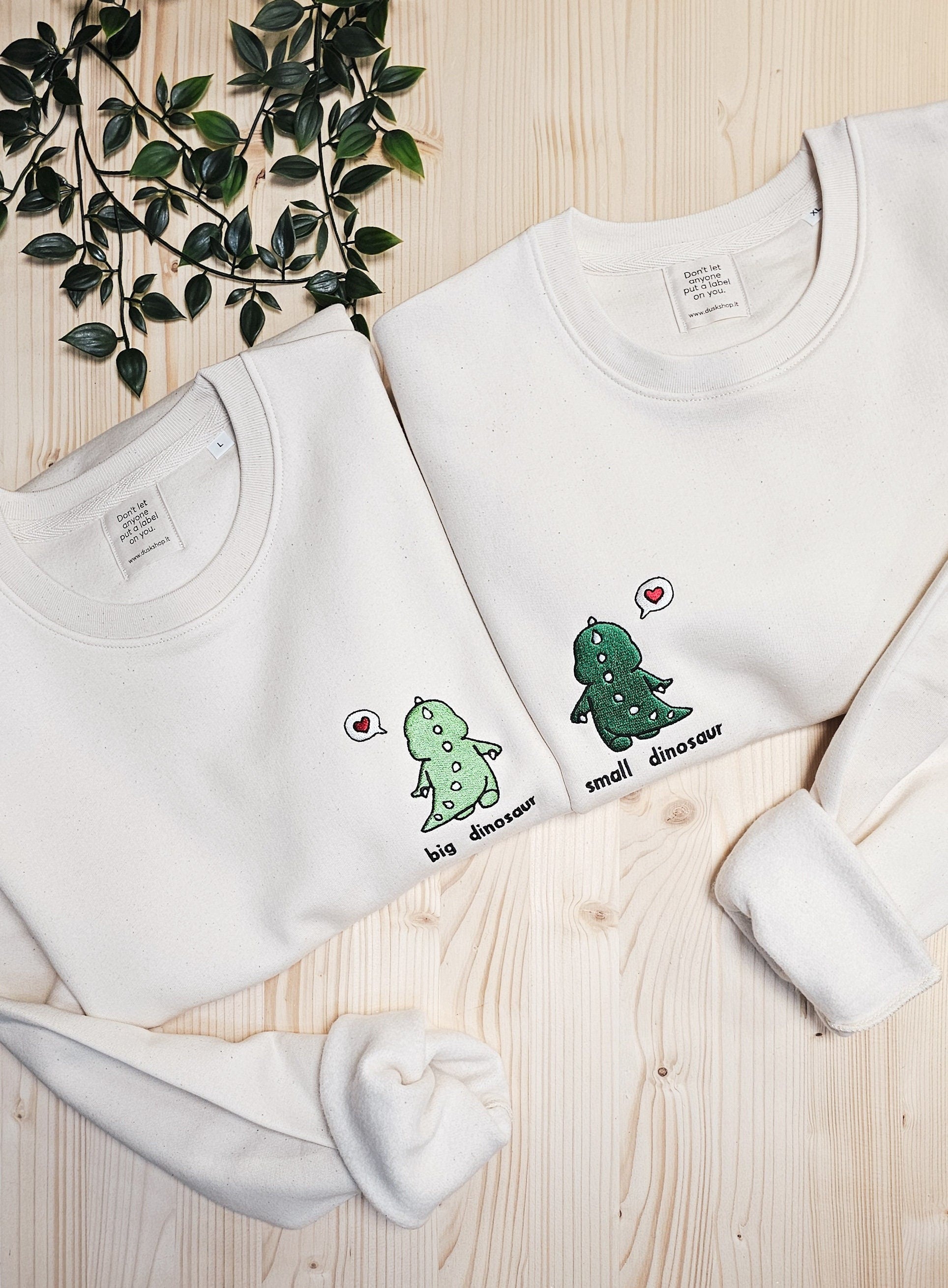 Custom Dinosaur Matching Sweatshirts For Couples, Gift For Couples, Gift For Friends, Matching Crewneck Embroidered, Custom Sweatshirts Couple Hoodie