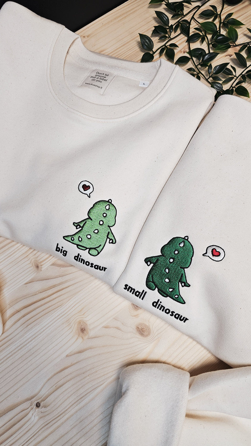 Custom Dinosaur Matching Sweatshirts For Couples, Gift For Couples, Gift For Friends, Matching Crewneck Embroidered, Custom Sweatshirts Couple Hoodie