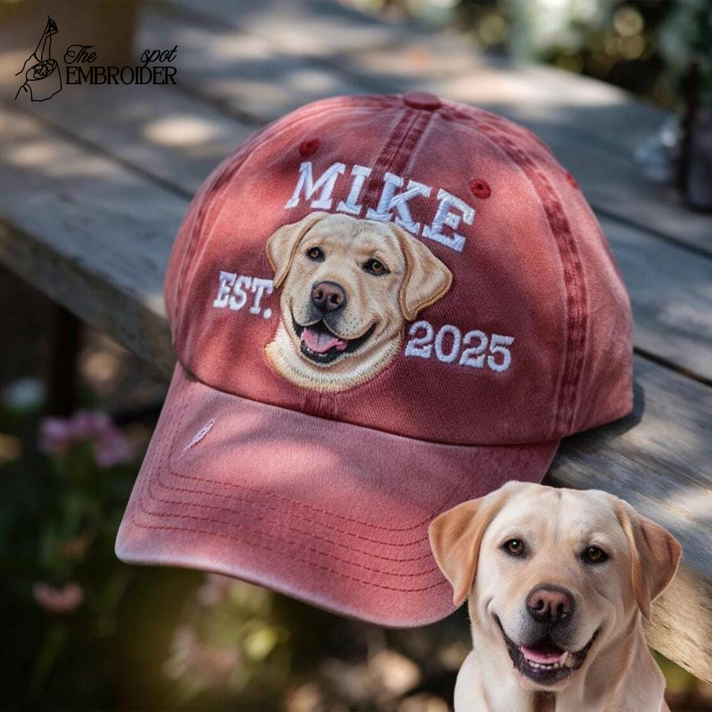 Custom Embroidered Pet Hat Using Pet Photo Hat, Personalized Dog Hat, Custom Dog Hat, Embroidery Hat Dog Photo, Gift for Dog Lovers
