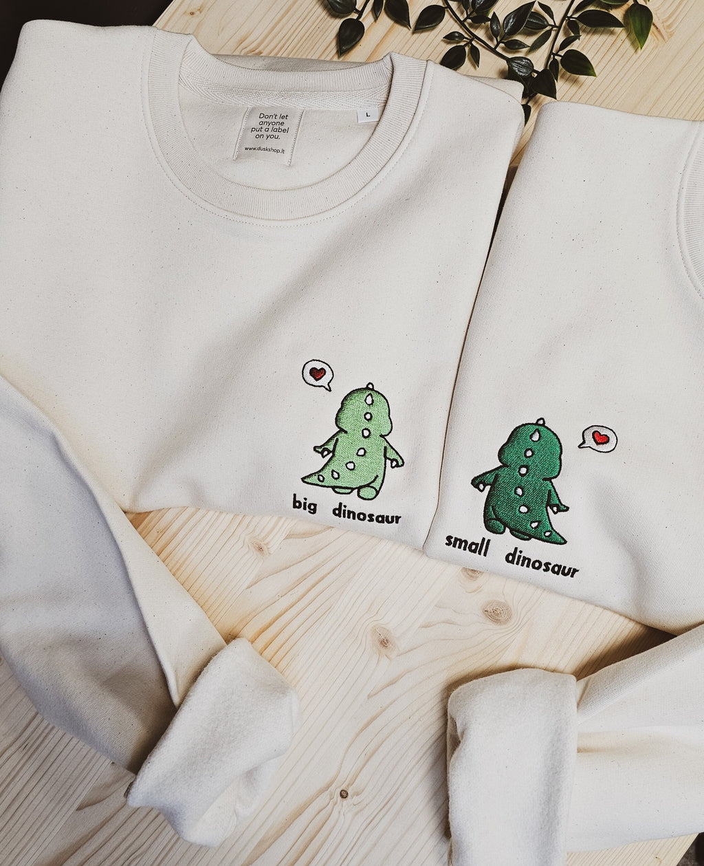 Custom Dinosaur Matching Sweatshirts For Couples, Gift For Couples, Gift For Friends, Matching Crewneck Embroidered, Custom Sweatshirts Couple Hoodie