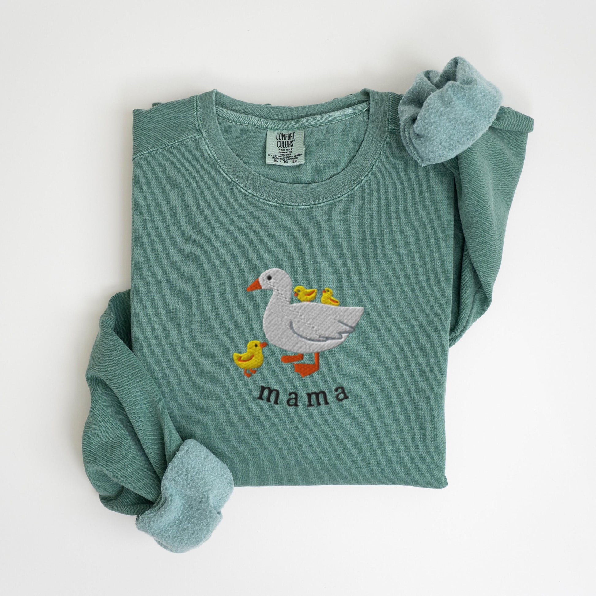 EMBROIDERED Mama Goose Comfort Colors Sweatshirt, Cute Mom Sweat Shirt, Mother's Day Gift, Momma Duck and Ducklings, Mama Sweater