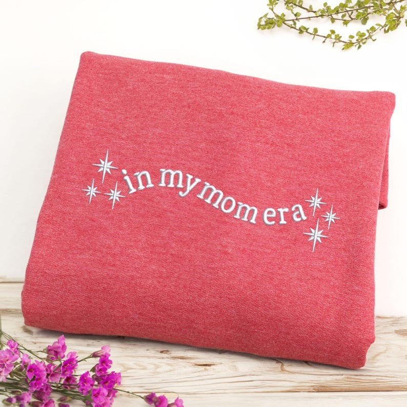 Embroidered In My Mom Era Sweatshirt, Custom Mama Sweater, Mom Sweatshirt with Kids Names on Sleeve, Birthday, Christmas Gifts for Mama