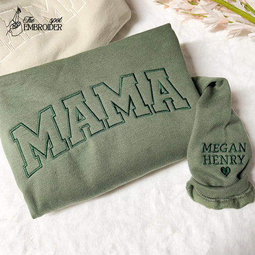 Comfort Colors® Embroidered Mama Shirt, Mama Shirt, Gift for Mom, Mother's Day Gift, New Mom Gift, Embroidered Mom, College Block Mama Tee