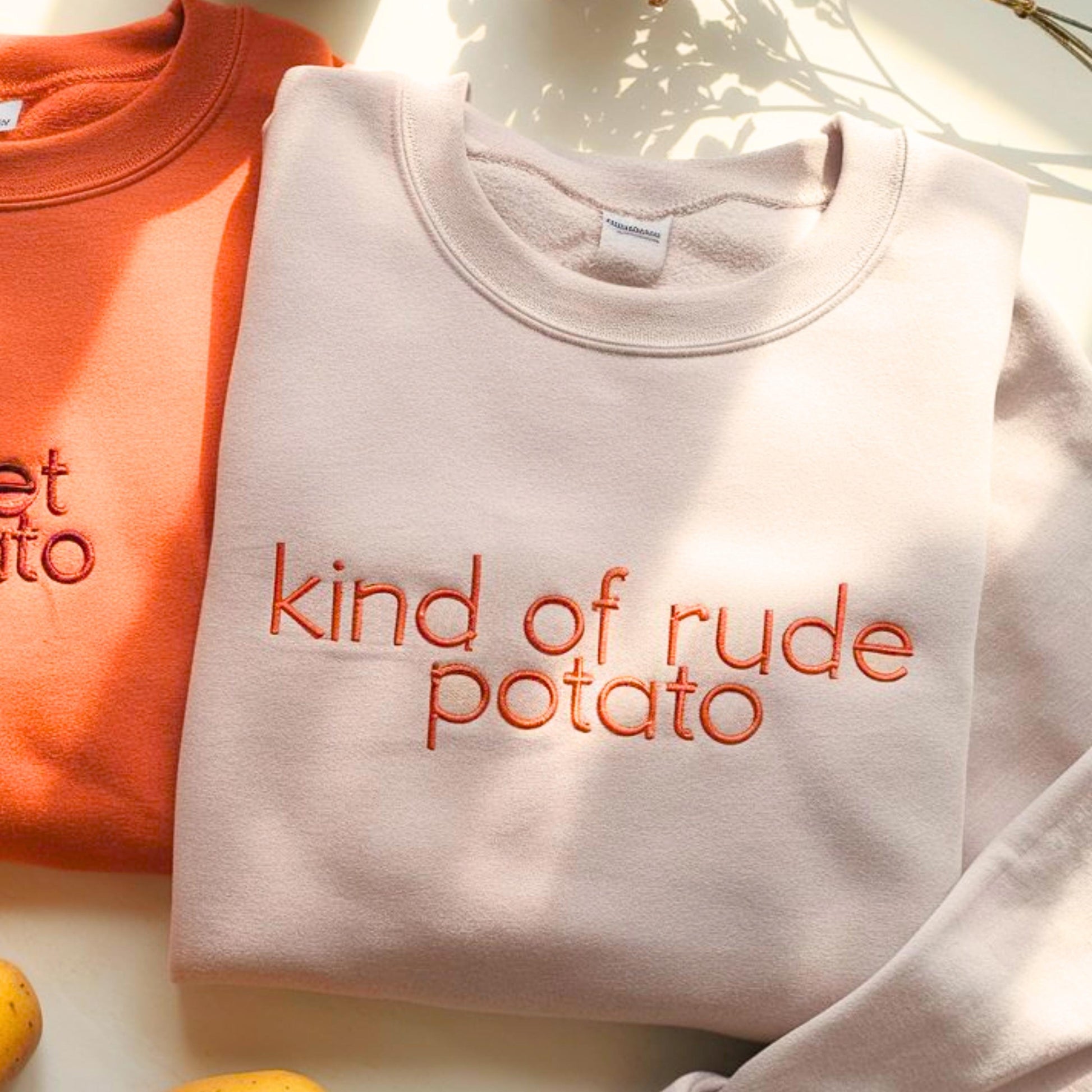 Thanksgiving Couples Embroidered Sweatshirt, Sweet Potato Kind Of Rude Potato Shirt, Matching Fall Couple