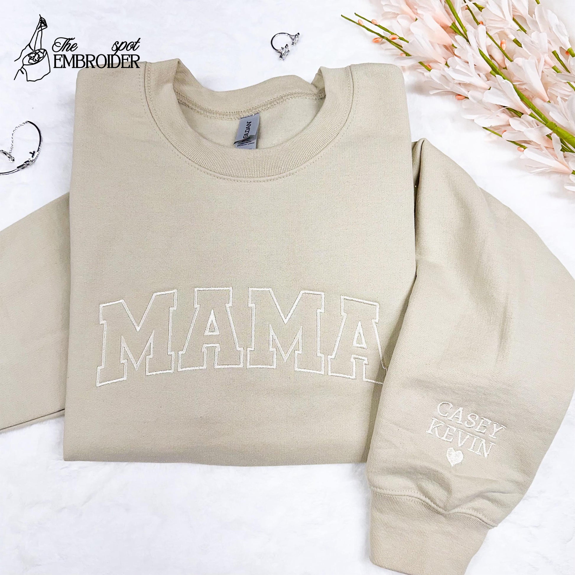 Comfort Colors® Embroidered Mama Shirt, Mama Shirt, Gift for Mom, Mother's Day Gift, New Mom Gift, Embroidered Mom, College Block Mama Tee