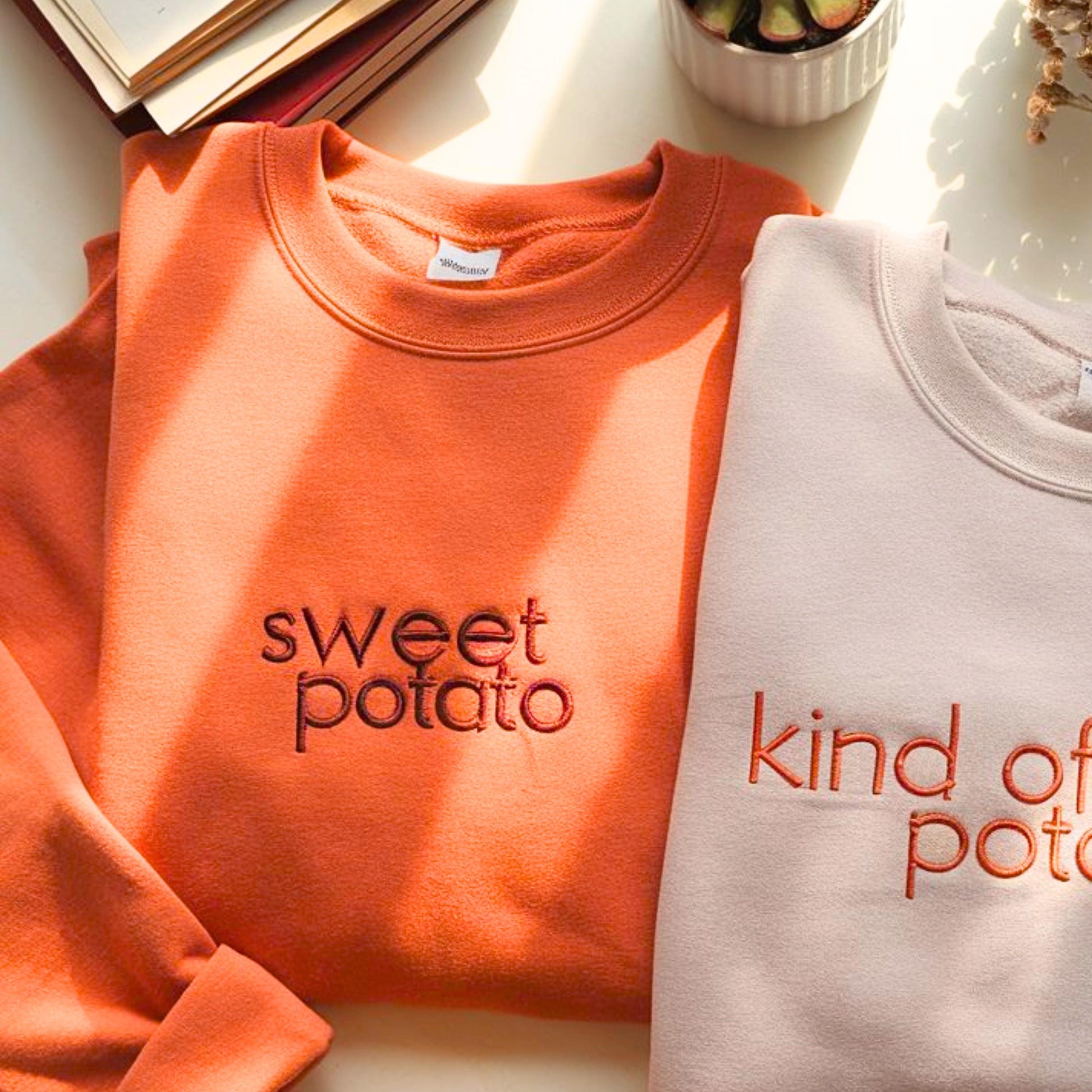 Thanksgiving Couples Embroidered Sweatshirt, Sweet Potato Kind Of Rude Potato Shirt, Matching Fall Couple