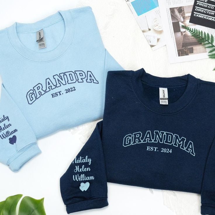 Grandpa Est. 2025 Embroidered Hoodie, Personalized New Grandpa Sweatshirt, Father’s Day Gift for Granddad, Grandbaby Reveal Custom Pullover