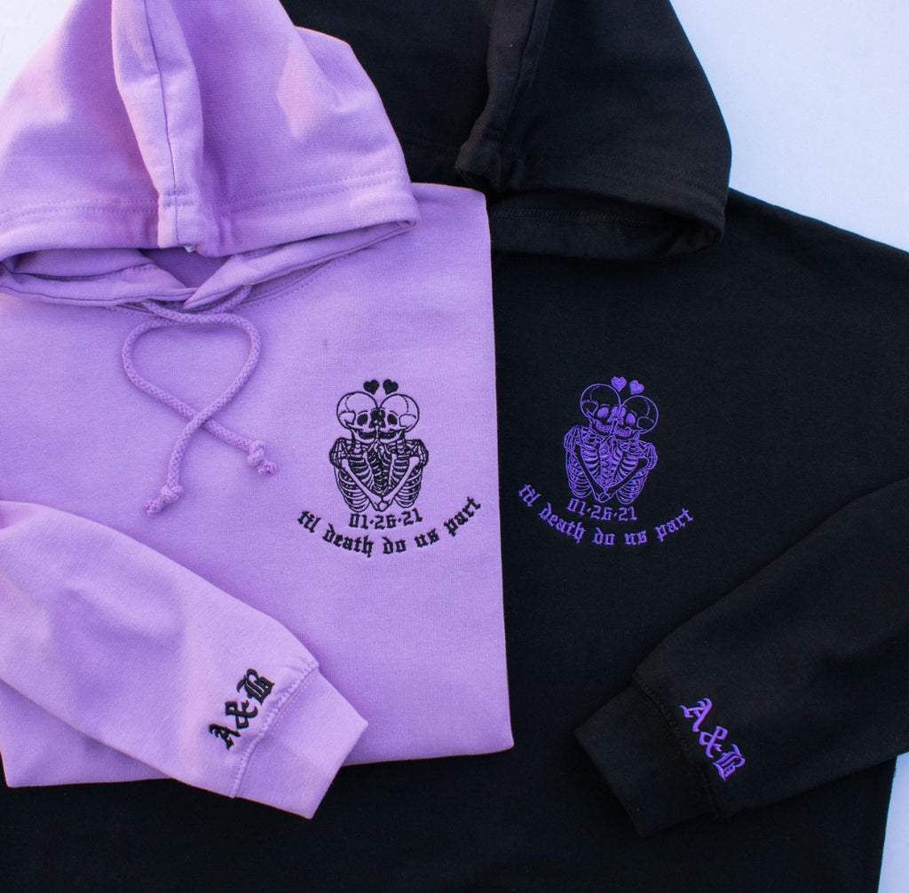 Halloween Couples Hoodies, Valentine’s Day Matching Sweatshirts, Anniversary Gift For Him Till Death do Us Part Couples Matching Hoodies