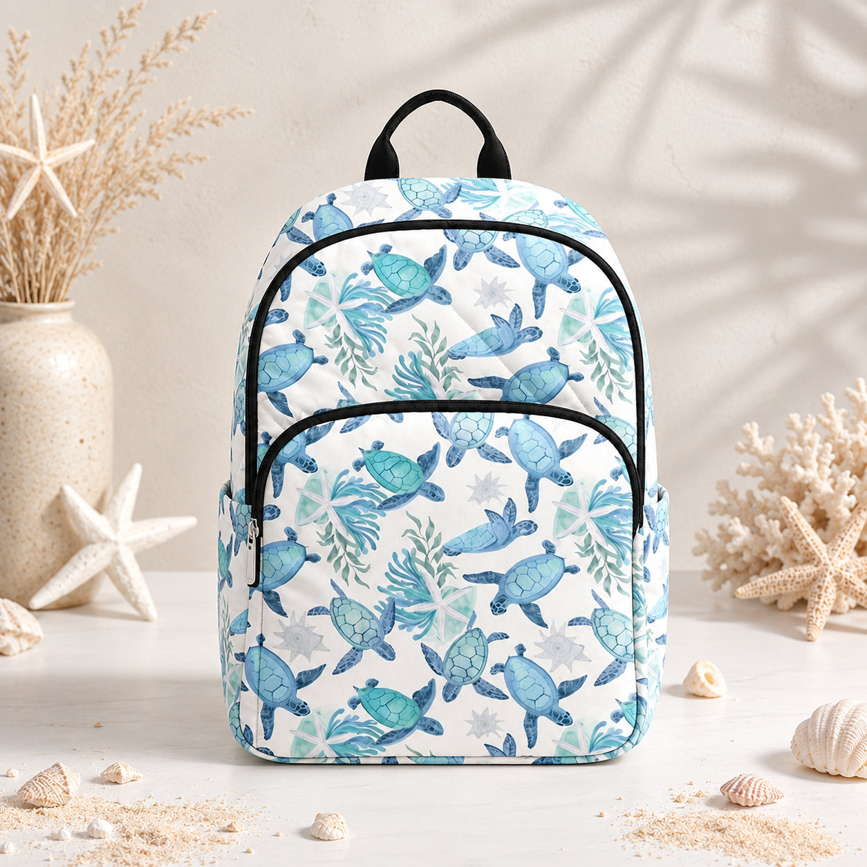 Sea Turtle Quilted Backpack, Beach Backpack, Mini Travel Bag, School Bag, Back To School Backpack QBP25