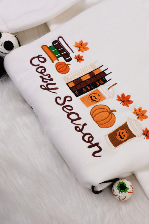 Cozy Season Embroidered Sweatshirt, Cozy Season Sweatshirt, Autumn Sweatshirts, Sweatshirts for Her, Fall Sweatshirt, Cozy Autumn Shirt