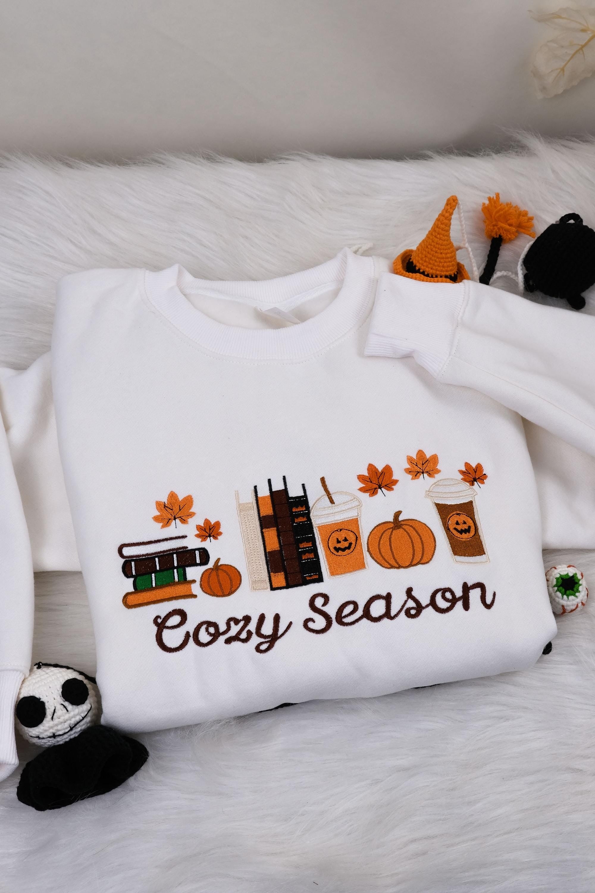 Cozy Season Embroidered Sweatshirt, Cozy Season Sweatshirt, Autumn Sweatshirts, Sweatshirts for Her, Fall Sweatshirt, Cozy Autumn Shirt