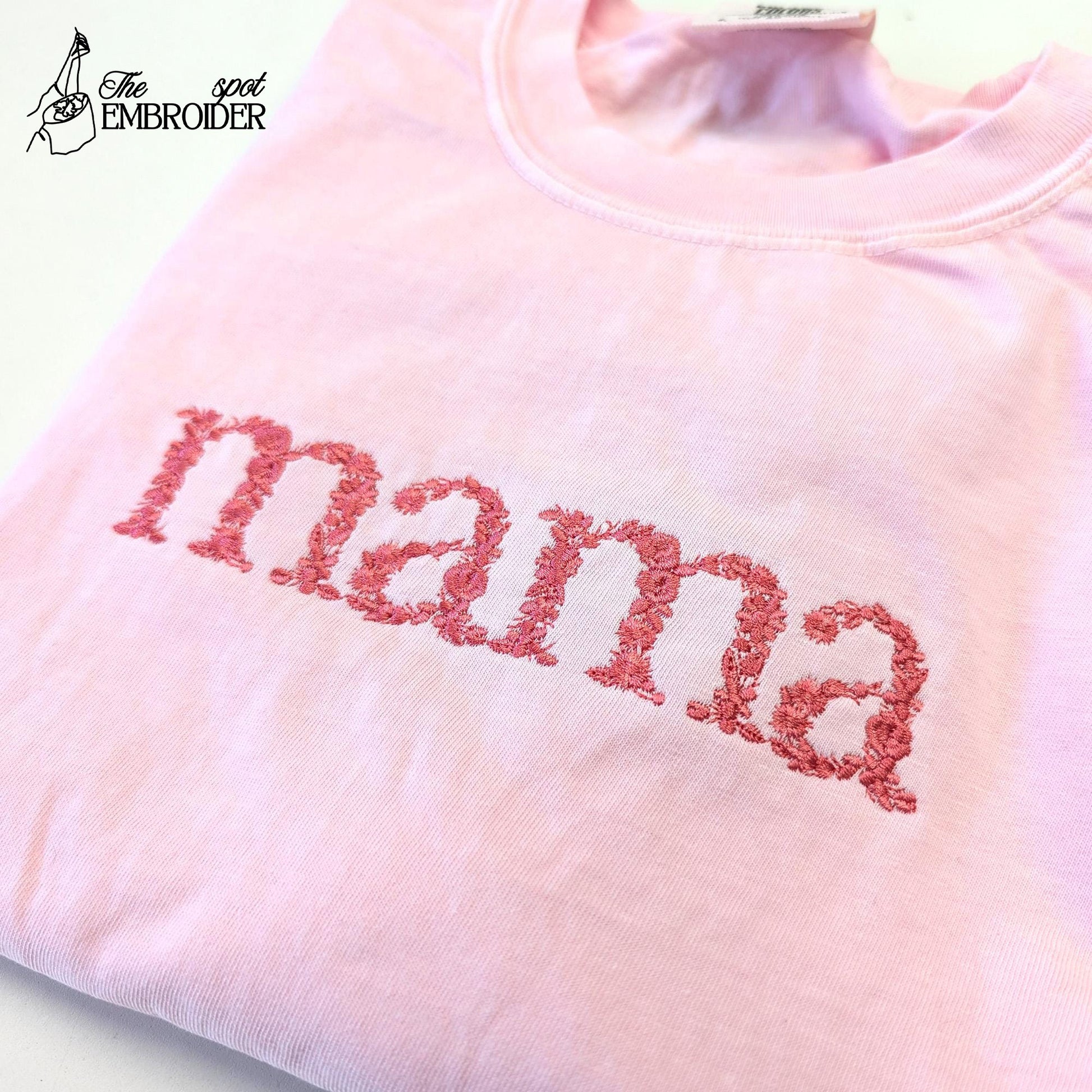 Mama Floral Embroidery Shirt, Unique Embroidered T-Shirt, Mother's Day Gift, Stylish Floral Apparel