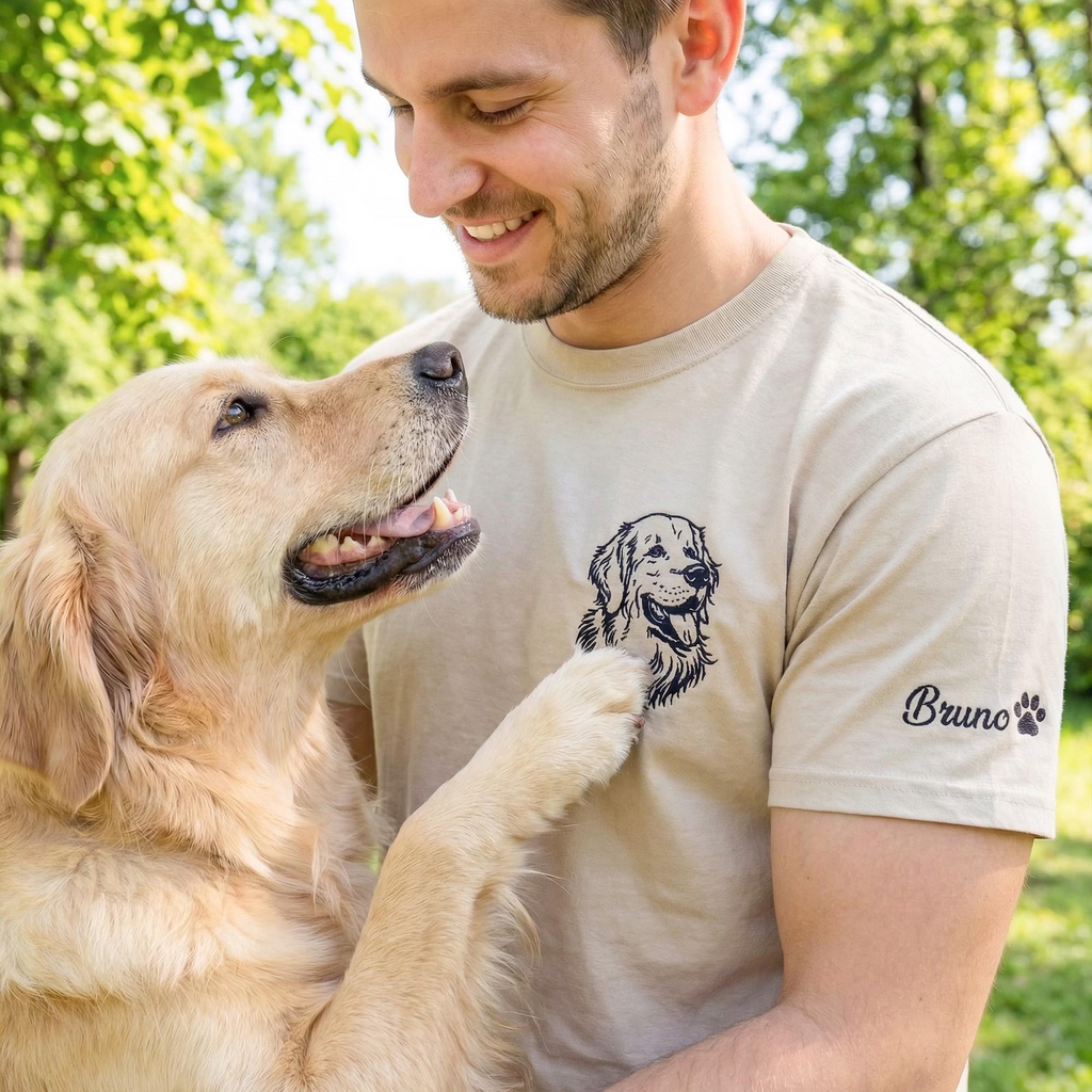 Custom Dog Portrait Embroidered Shirt From Photo, Personalized Dog Dad Gift