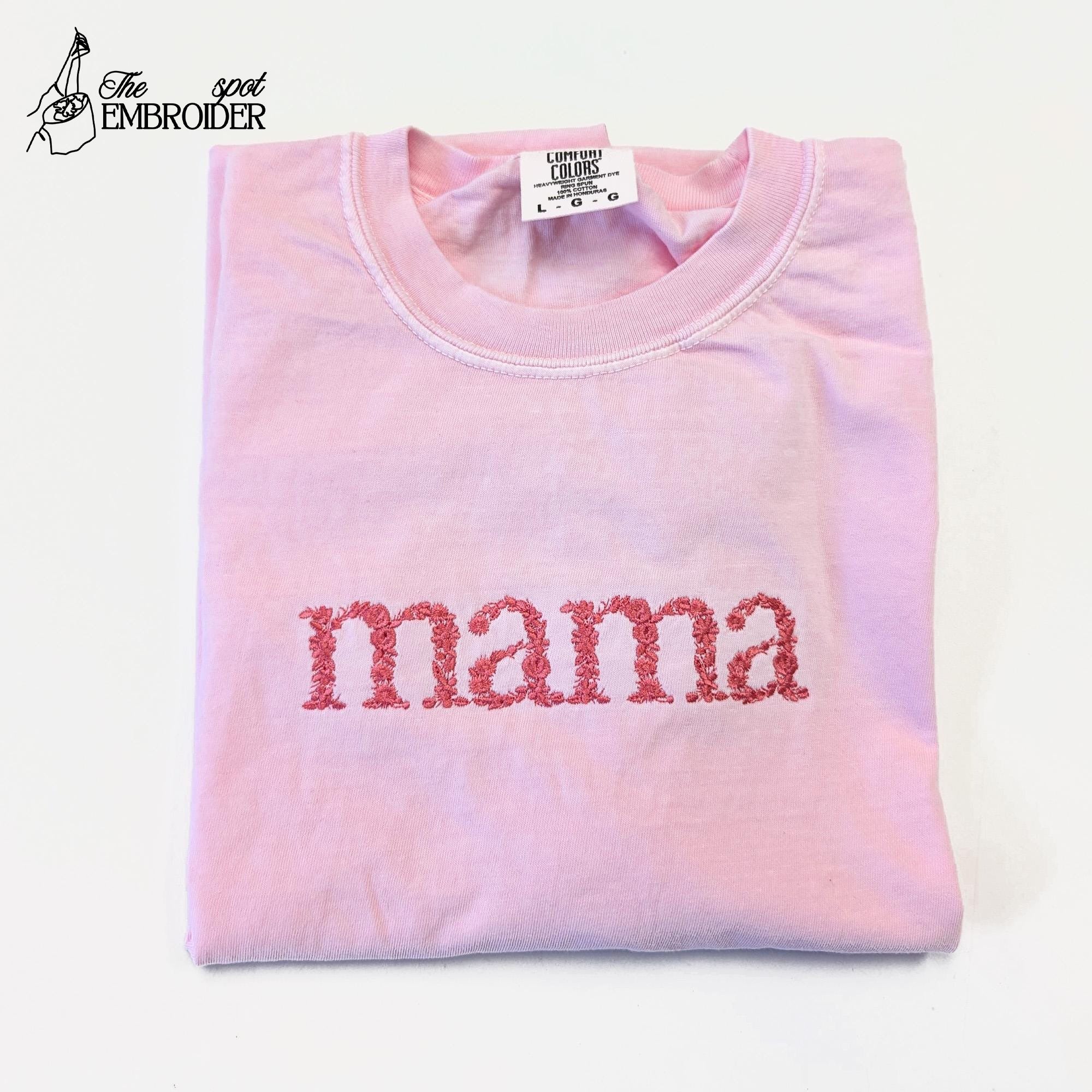 Mama Floral Embroidery Shirt, Unique Embroidered T-Shirt, Mother's Day Gift, Stylish Floral Apparel