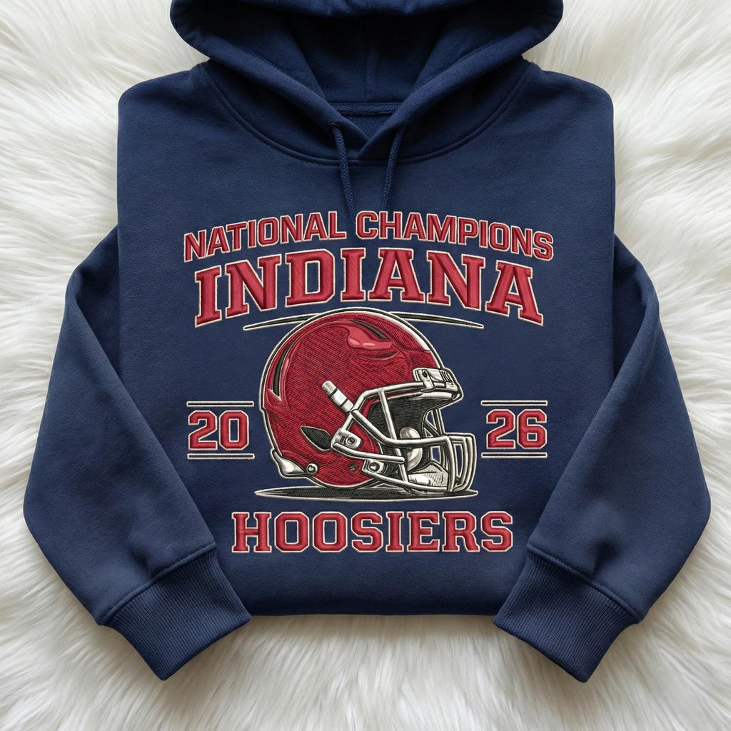 Indiana Football Embroidered 2026 National Champs Hoodie, Trendy Game Day T-Shirt, Unisex Sweatshirt, College Football Fan Gift