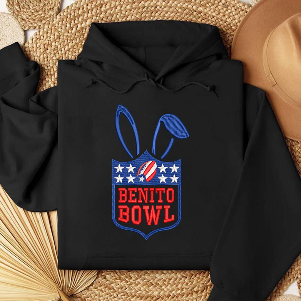 Benito Bowl Frog Embroidered Sweatshirt – Funny Game Day Crewneck, Football Fan Gift