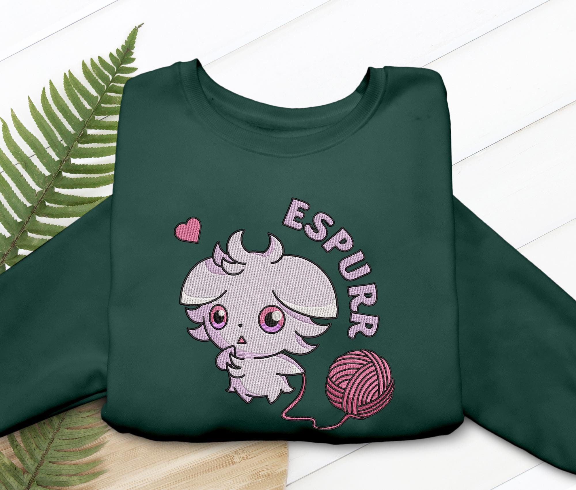 Espurr Embroidered Shirt Psychic Cat Yarn Design T-shirt Sweatshirt Hoodie Gaming Gifts