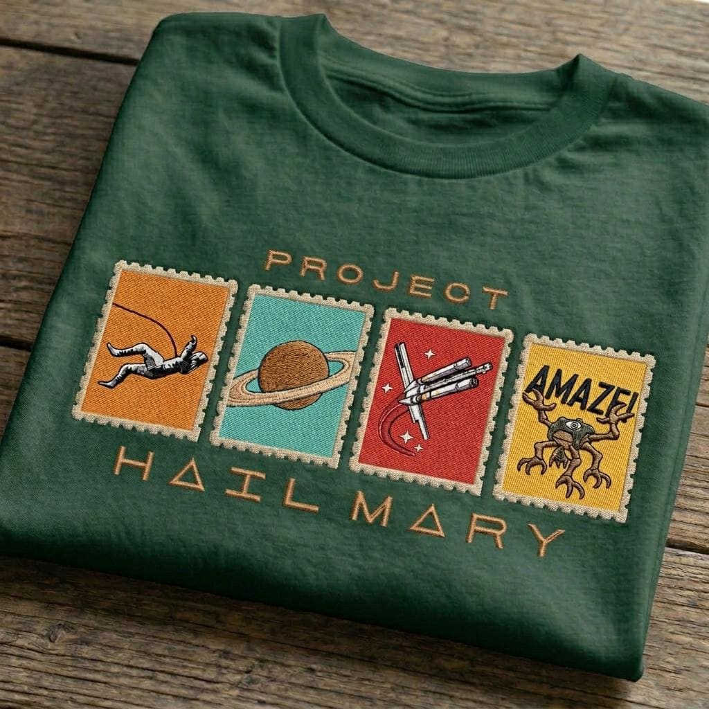 Project Hail Mary Embroidered Sweatshirt, Space Explorer Sci Fi Embroidery Tee, Astronomy Novel Fan, Science Nerd Gift, Bookish Space Lover