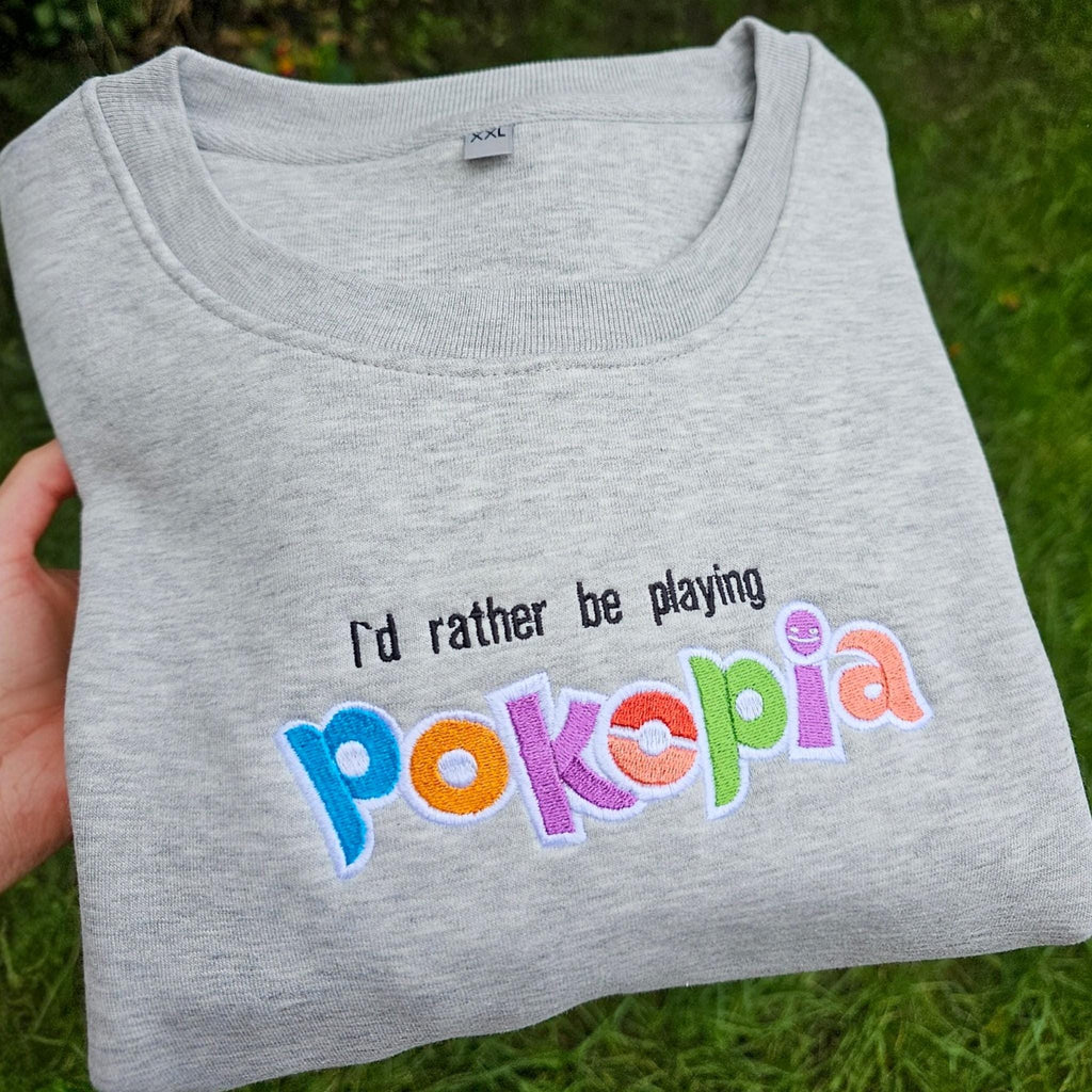 Pokopia Embroidered Sweatshirt, Cute Gaming Sweatshirt, Pokemon Sweatshirt