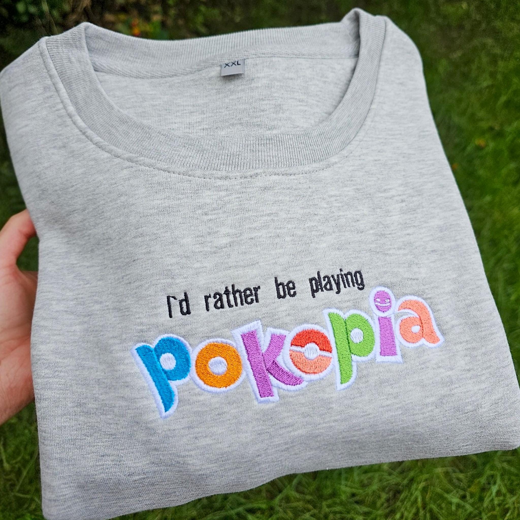 Pokopia Embroidered Sweatshirt, Cute Gaming Sweatshirt, Pokemon Sweatshirt