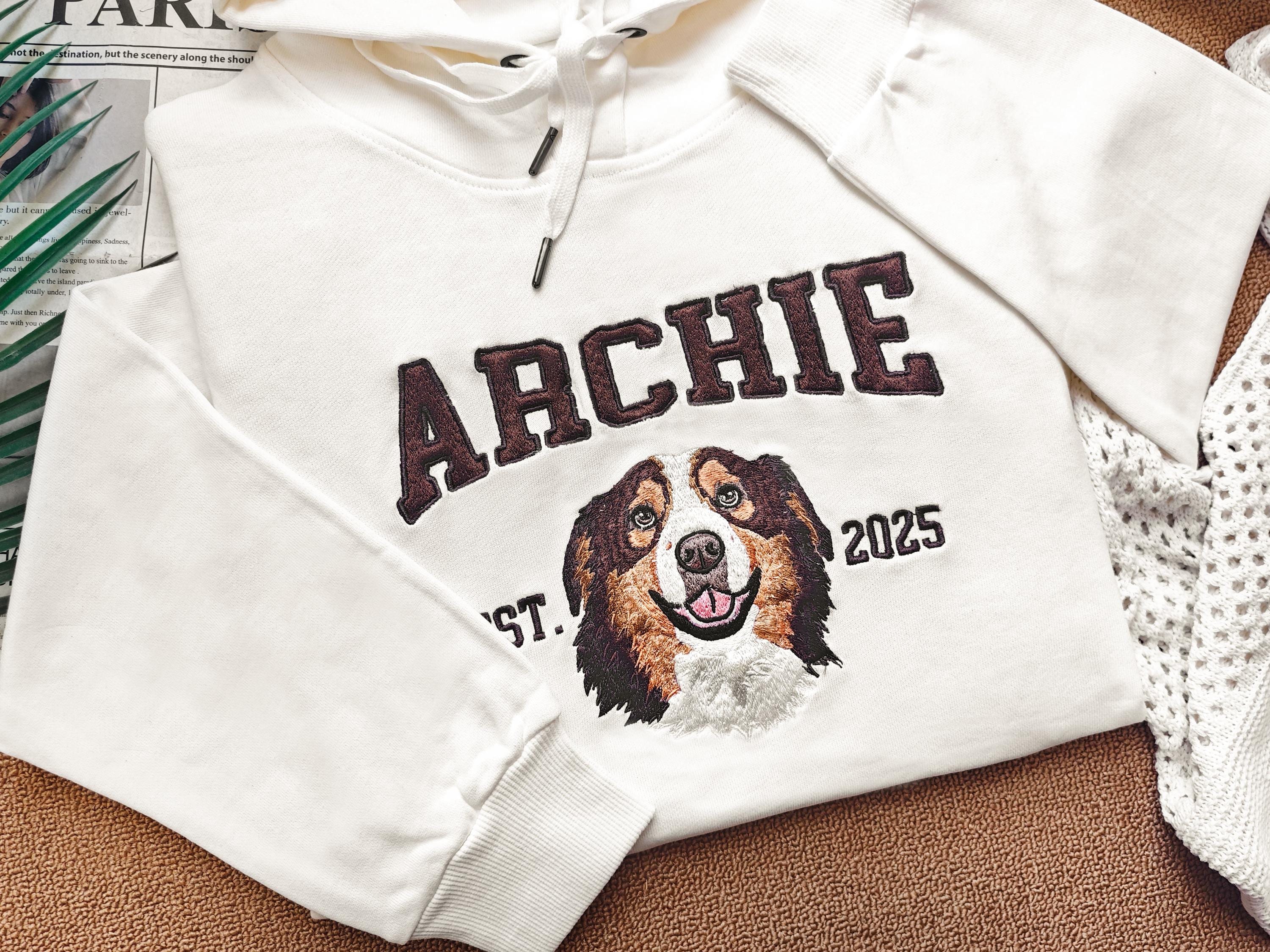Custom Embroidered Pet from Your Photo Sweatshirt – Personalized Dog Hoodie with Name Embroidered, Custom Gift for Dog Owners