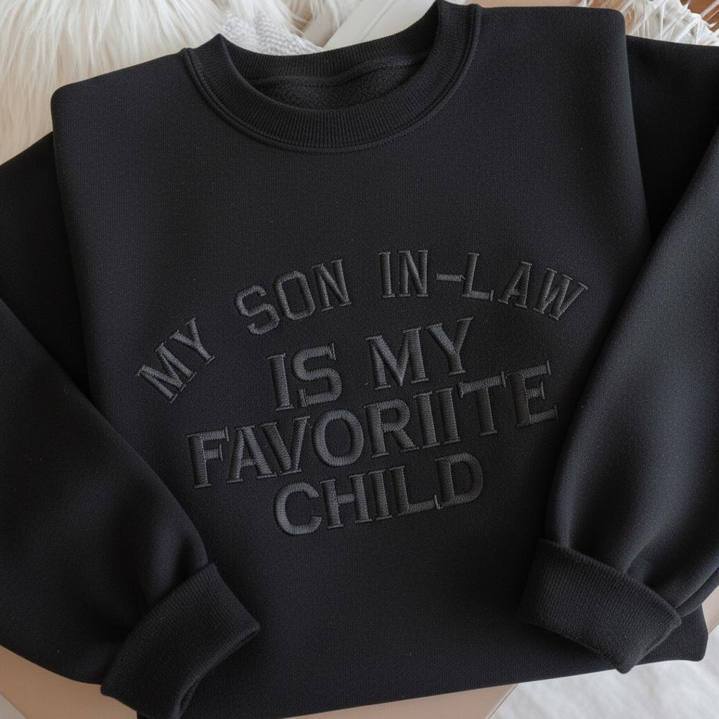 My Son In Law Is My Favorite Child Embroidered Sweatshirt, Funny Family Crewneck, Gift for Mother In Law