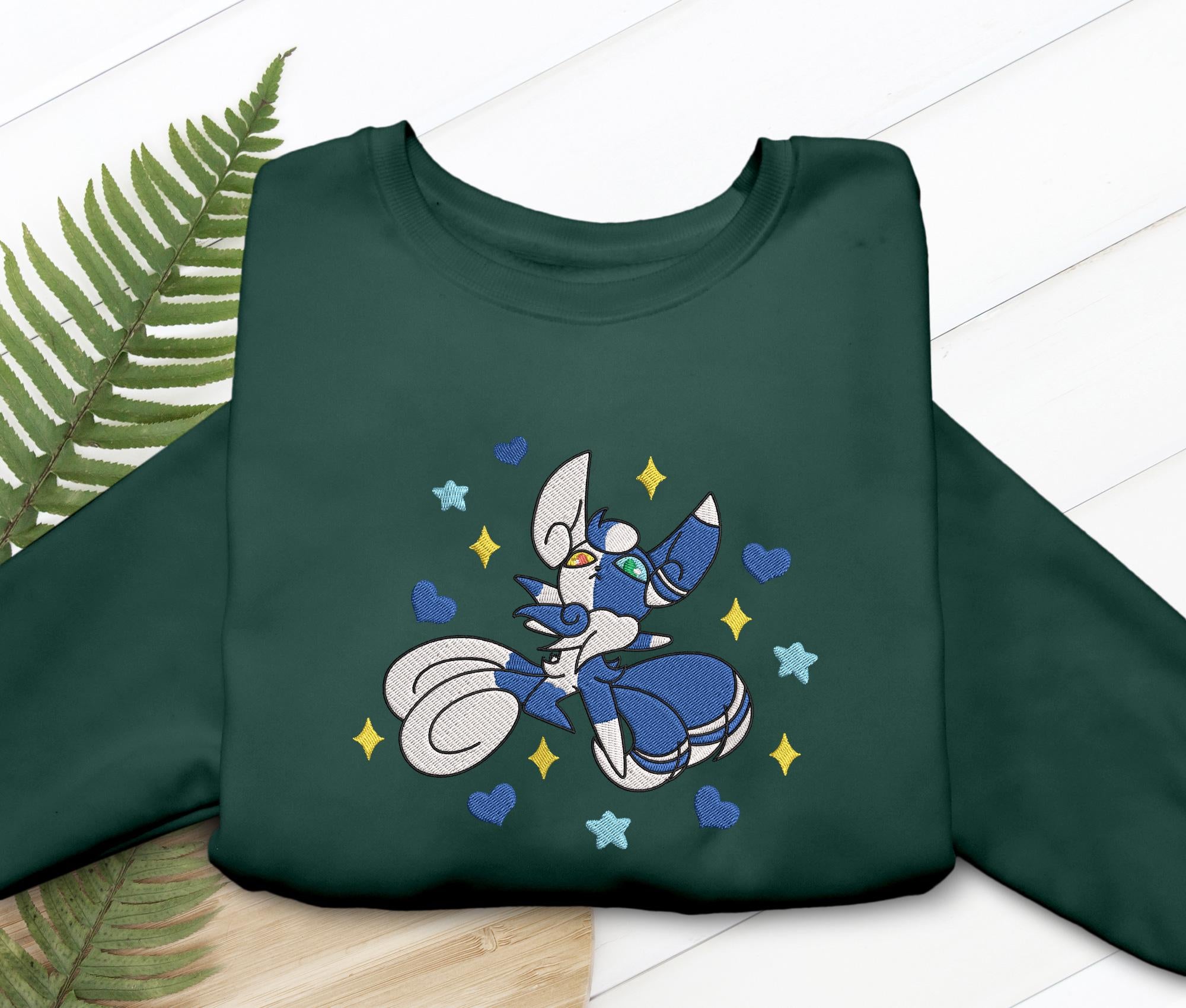 Leafeon PKM Embroidery, Embroidered Anime Sweatshirt, Embroidered Anime Shirt, Anime Lover Sweatshirt, Gift For Her (Copy)