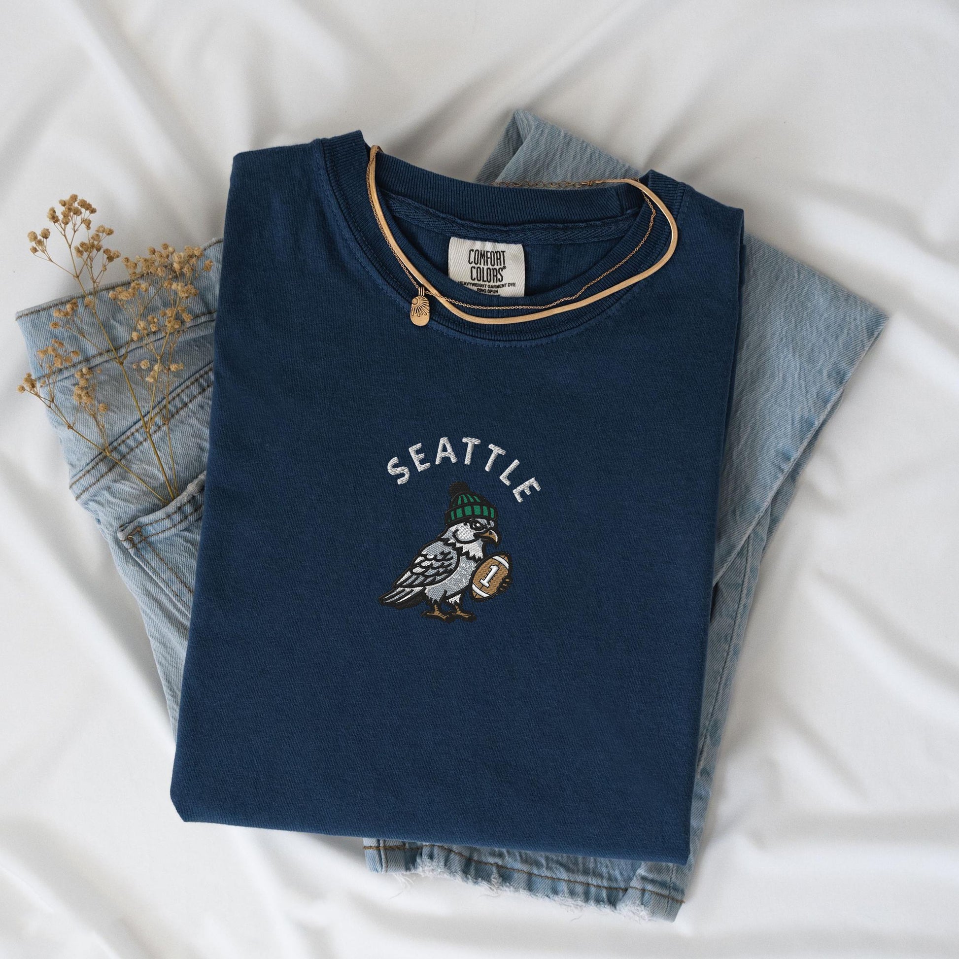 Embroidered Seattle Seahawks T-Shirt, Game Day Football Shirt, Seahawks Fan Apparel, Unisex Team Tee