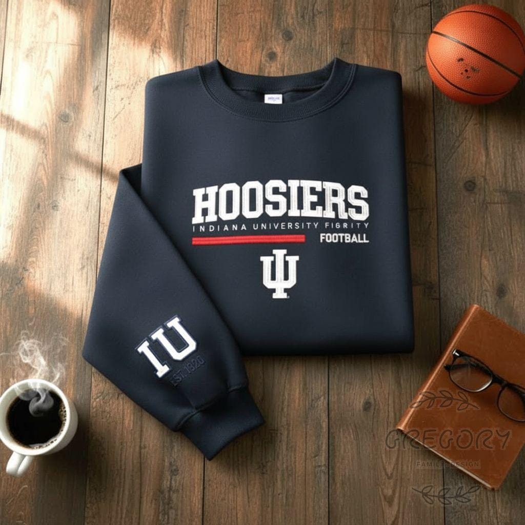 Embroidered IU Hoosiers Sweatshirt, Indiana Hoosiers Shirt, Indiana State Pride Apparel, College Football Gameday Shirt, Football Lover Gift