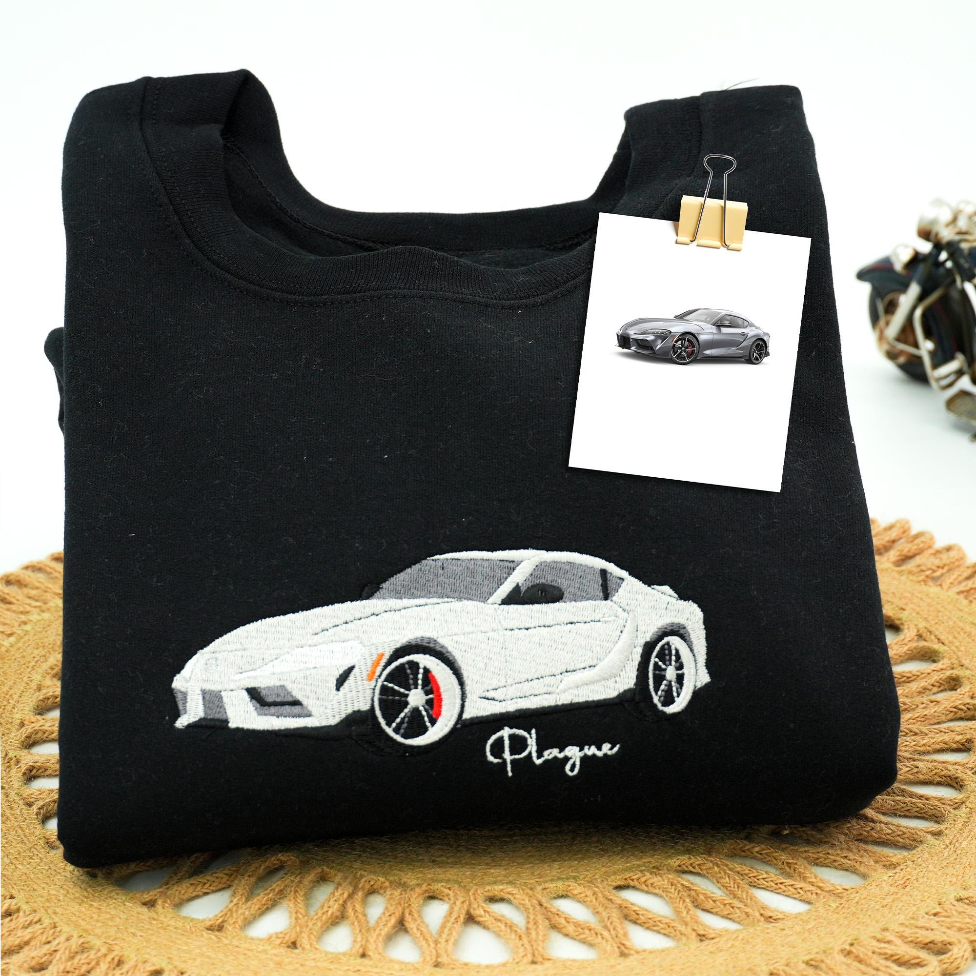 Your Car on Shirt - Custom Embroidered Car Drawing T-Shirt with Photo - Personalized Gifts For Boyfriend - Vehicle Portrait Tee