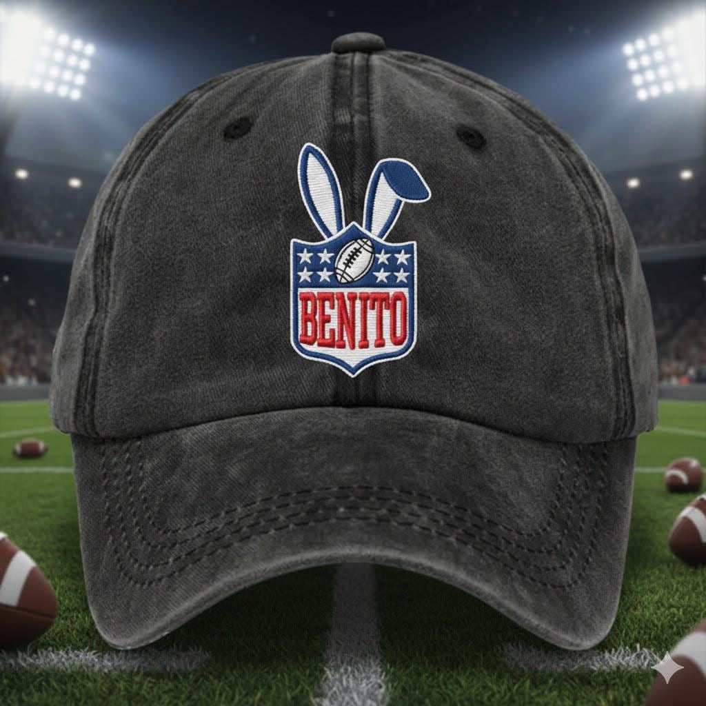 Benito Bowl Embroidered Cap – 2026 Super Football Hat, Bad Game Day Bunny Unisex Washed Baseball Cap, Puerto Rico Music Fan Gift