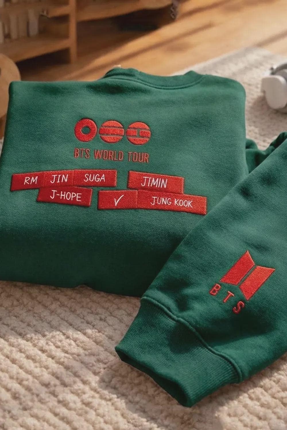 BTS Embroidered Sweatshirt, World Tour 2026 Crewneck, Kpop Fan Gift Pullover