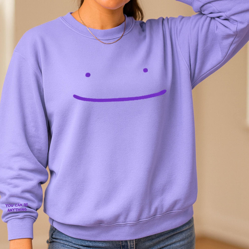 You Can Be Anything Smile Embroidered Sweatshirt, Positive Quote Crewneck, Inspirational Graphic Pullover, Cute Minimalist Hoodie, Uplifting Gift Idea