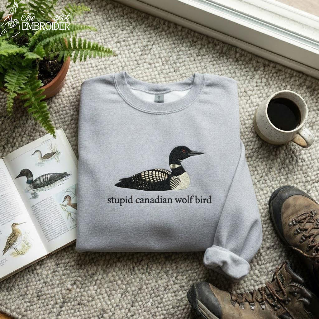 Embroidered Heated Rivalry Sweatshirt – Stupid Canadian Wolf Bird Loon, Team Hollanov Hockey Sweatshirt, Funny LGBT Hockey Fan Gift