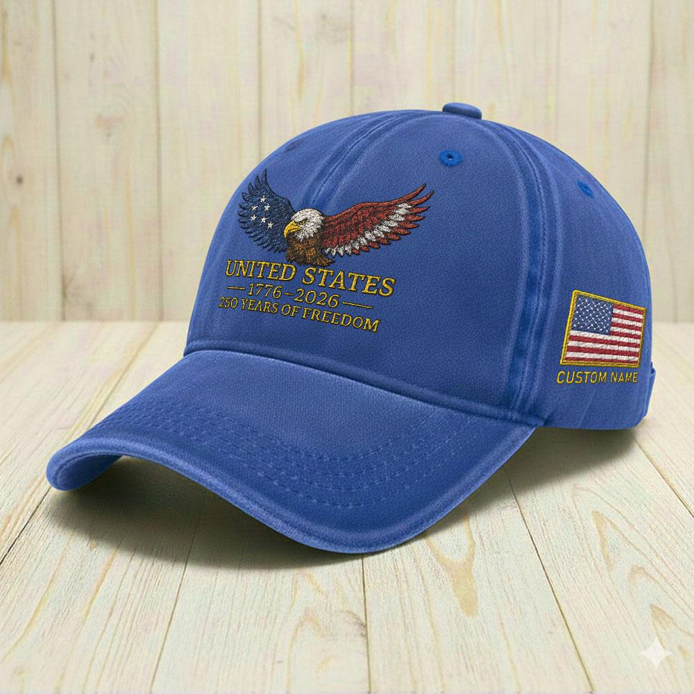 Personalized 250th Anniversary Embroidered Hat – Patriotic American Gift